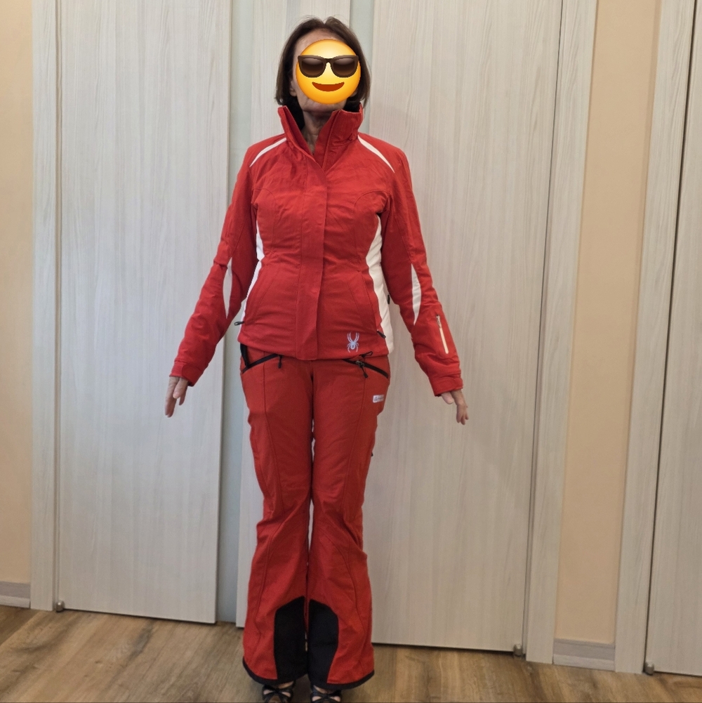 Spyder Women's Red and White Ski Jacket